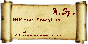 Mácsai Szergiusz névjegykártya